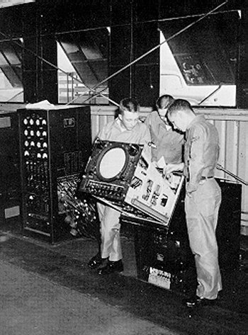 Radar techs work

on PPI scope